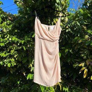 Third Form peach‎ pink orange floral print surplice neck wrap mini dress